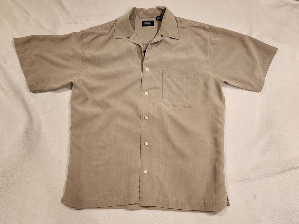 Haggar Shirt Mens Small Green Plaid Short Sleeve Button Up